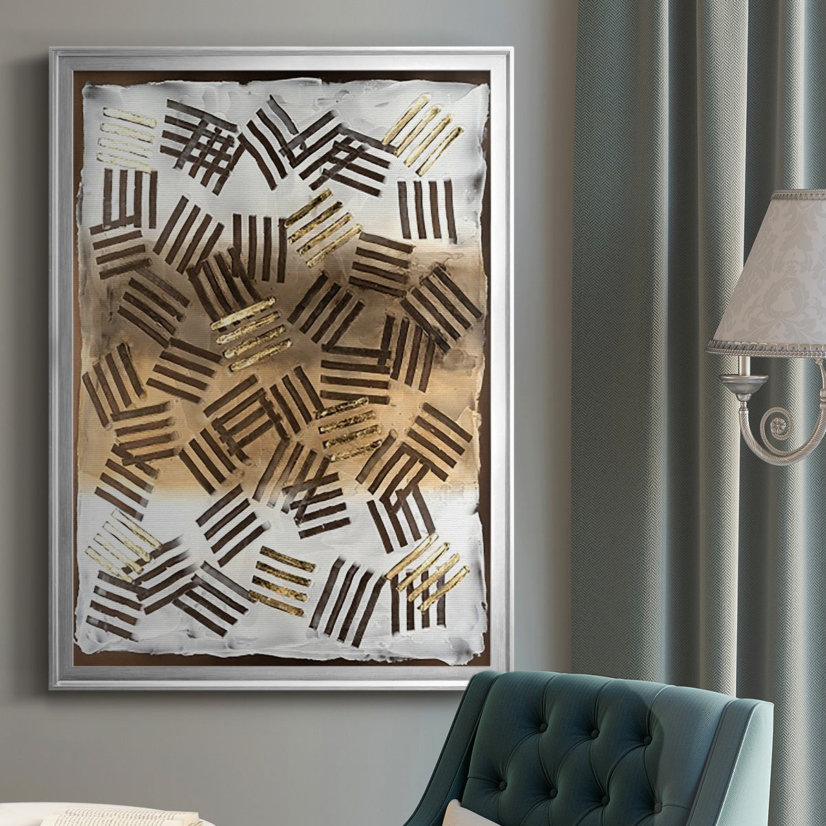 Raffia Palm II - Modern Framed Canvas Print