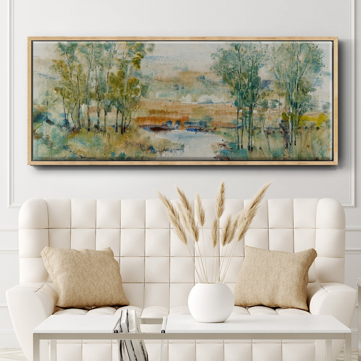 Trees on the Creek II - Floater Framed Canvas Print
