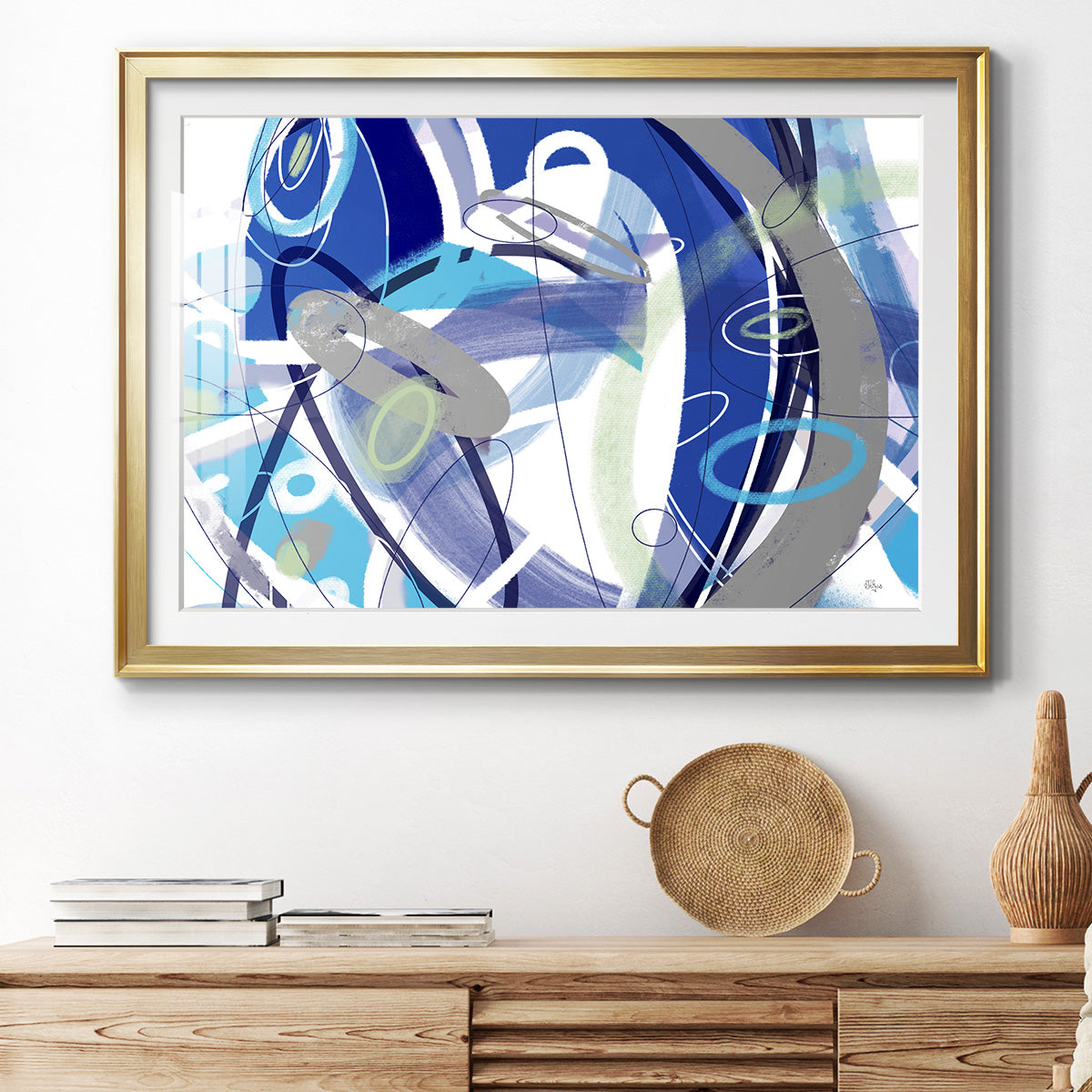 Blue Flow - Modern Framed Art Print