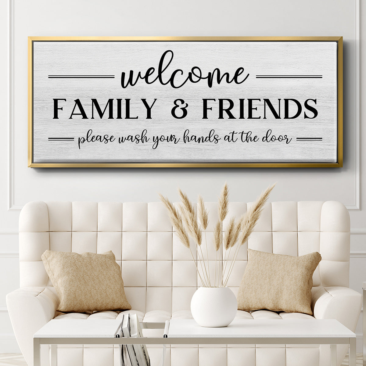 Welcome Family & Friends - Floater Framed Canvas Print