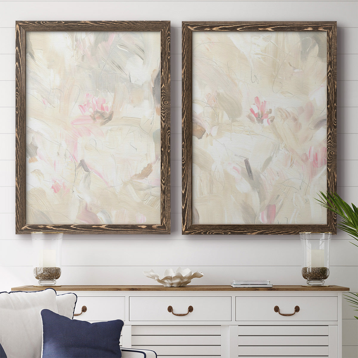 Soft Abstraction I - Premium Framed Canvas 2 Piece Set - Ready to Hang