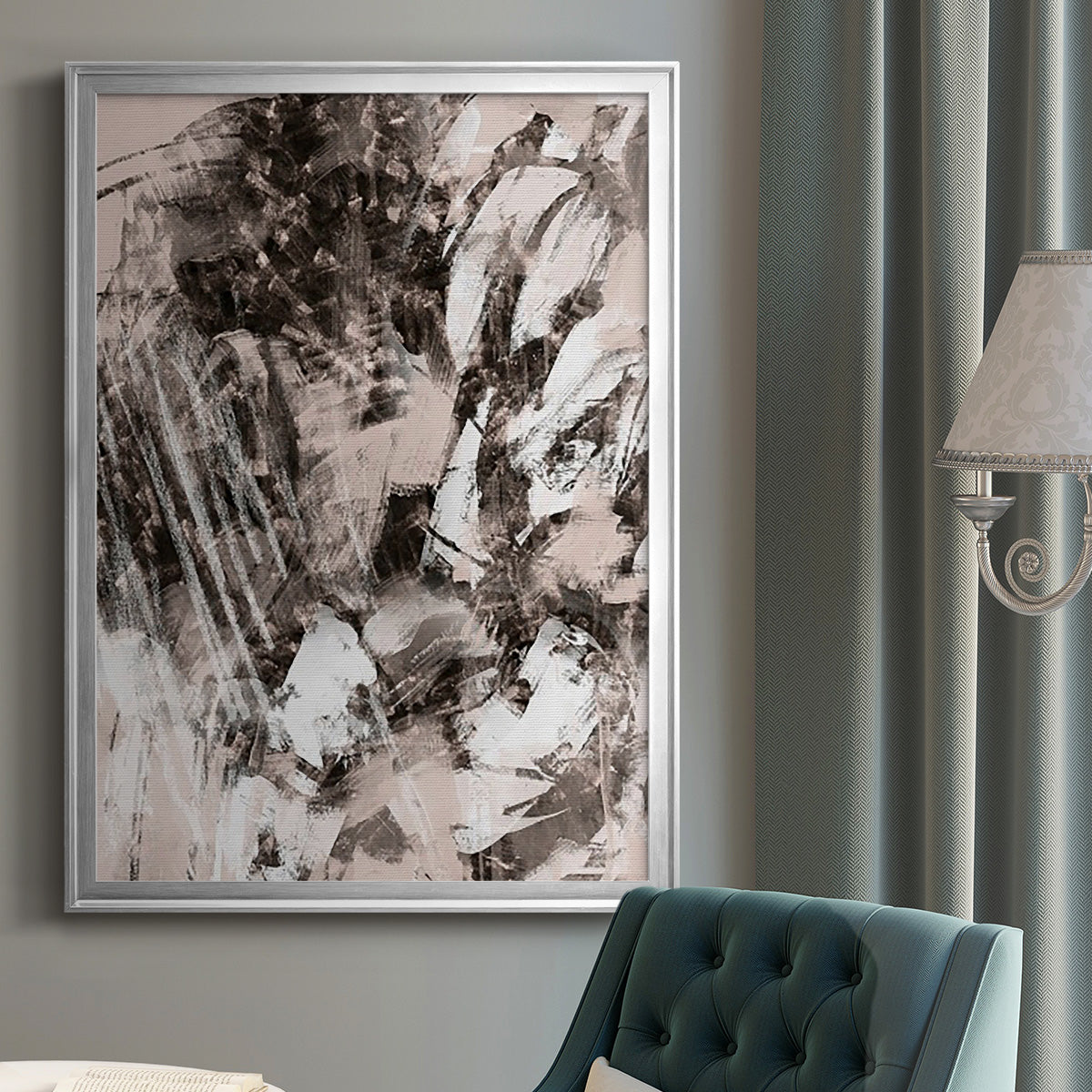 Blush Blackboard I - Modern Framed Canvas Print