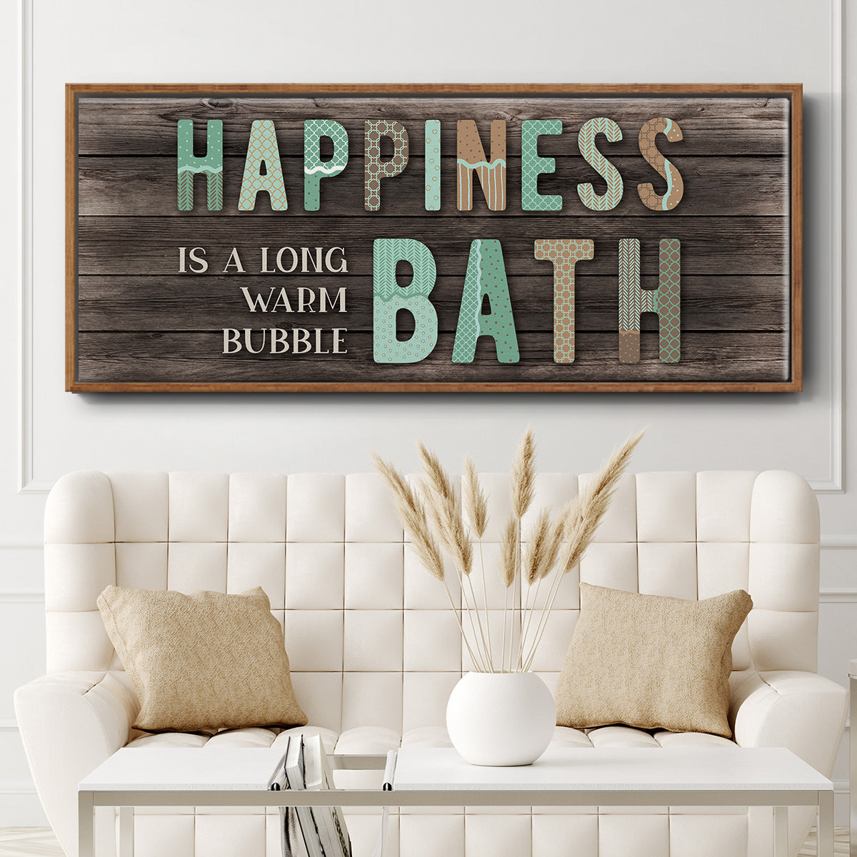 Happiness Bath - Floater Framed Canvas Print
