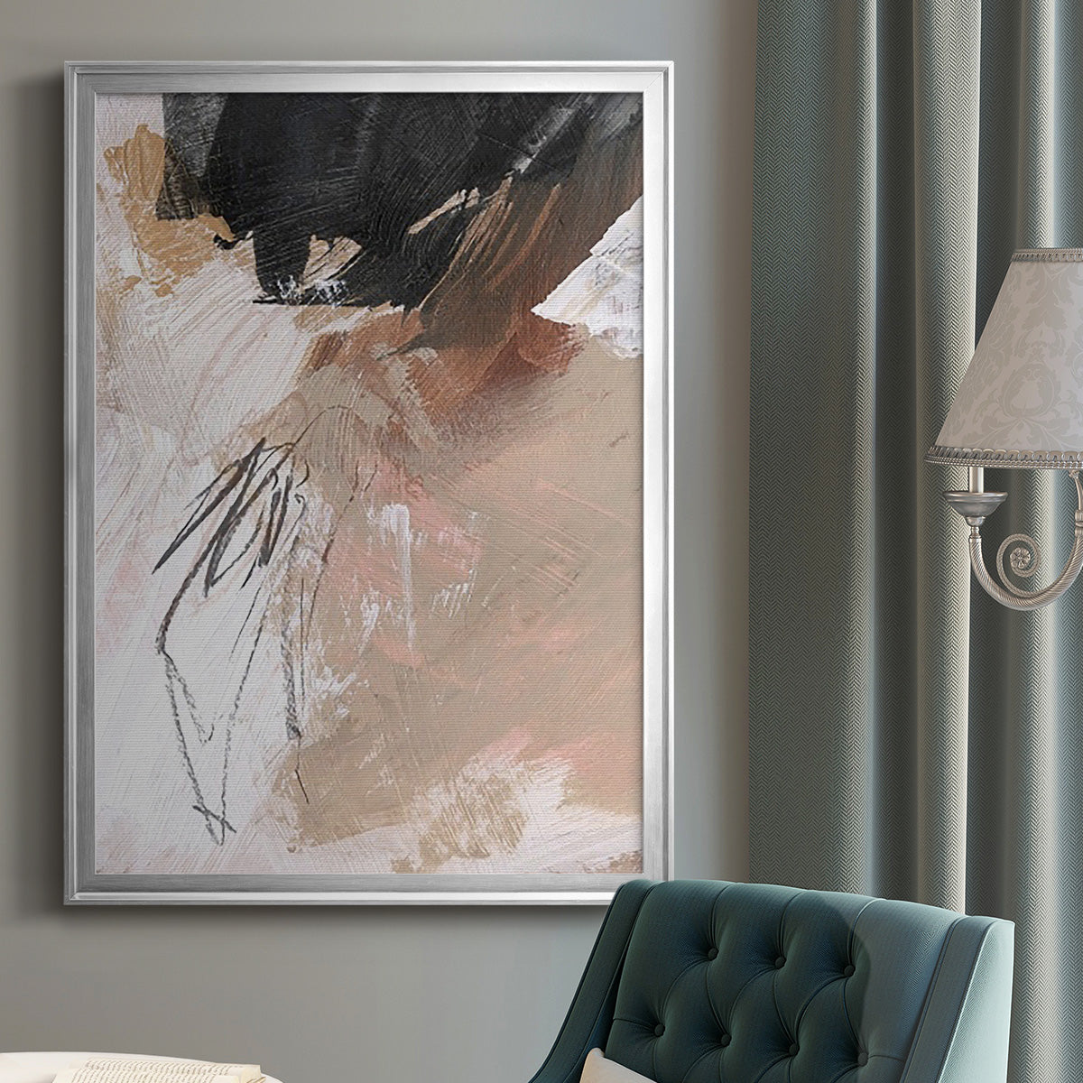 Unbleached Neutrals VI - Modern Framed Canvas Print