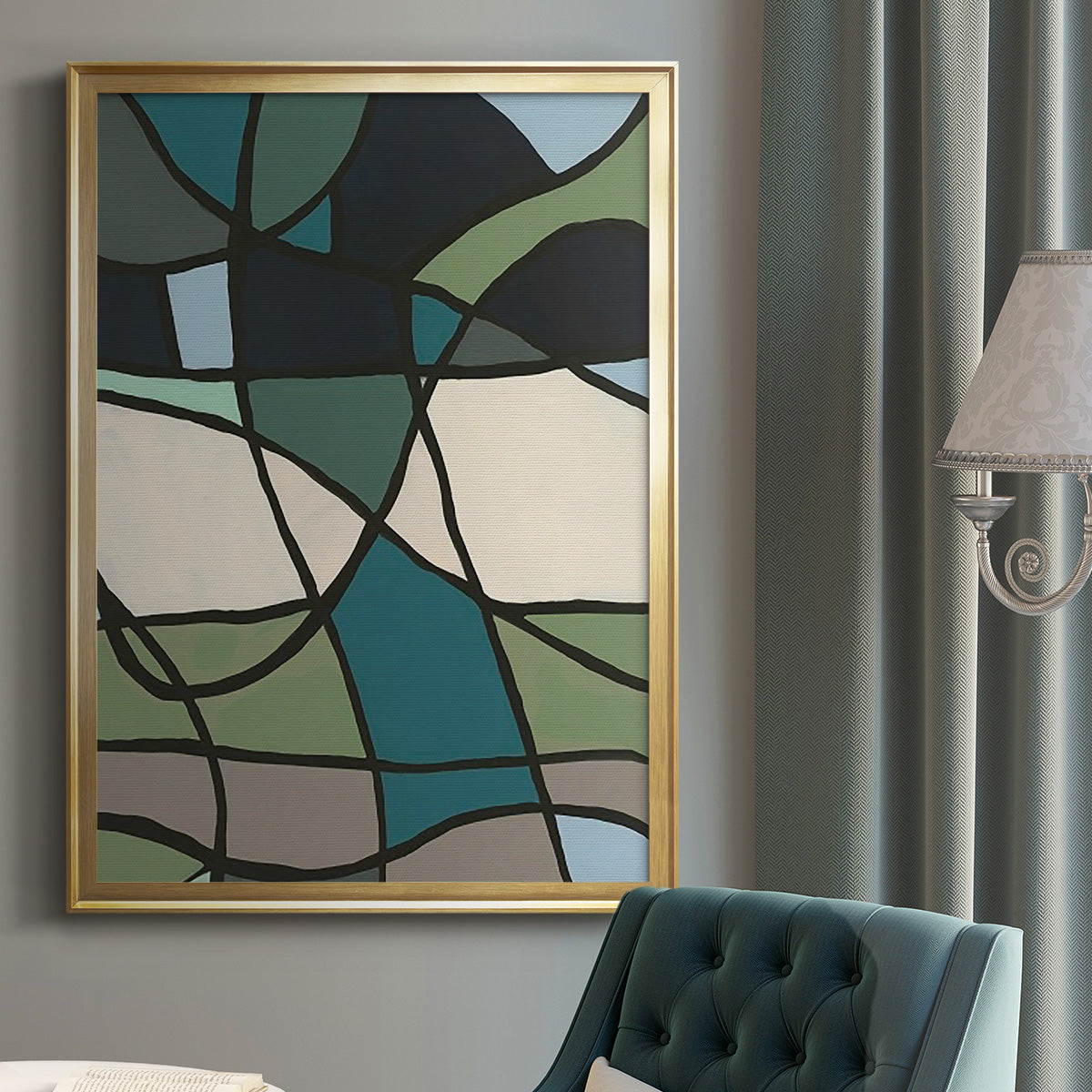 Multicolor Stained Glass I - Modern Framed Canvas Print