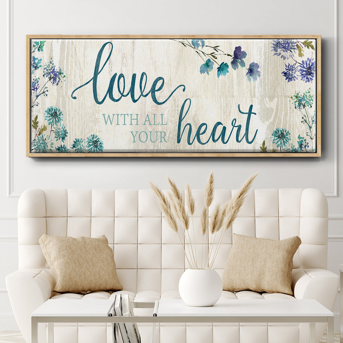 Love With All Your Heart - Floater Framed Canvas Print