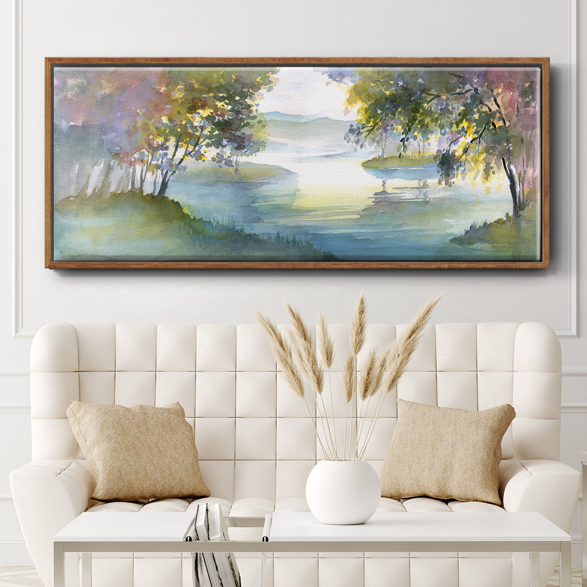 Meandering Lake I - Floater Framed Canvas Print