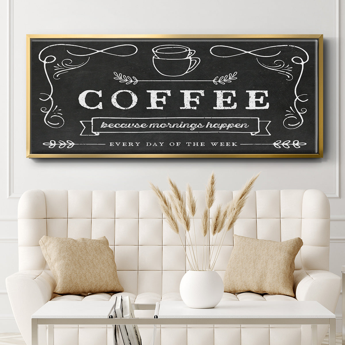 Coffee Everyday - Floater Framed Canvas Print