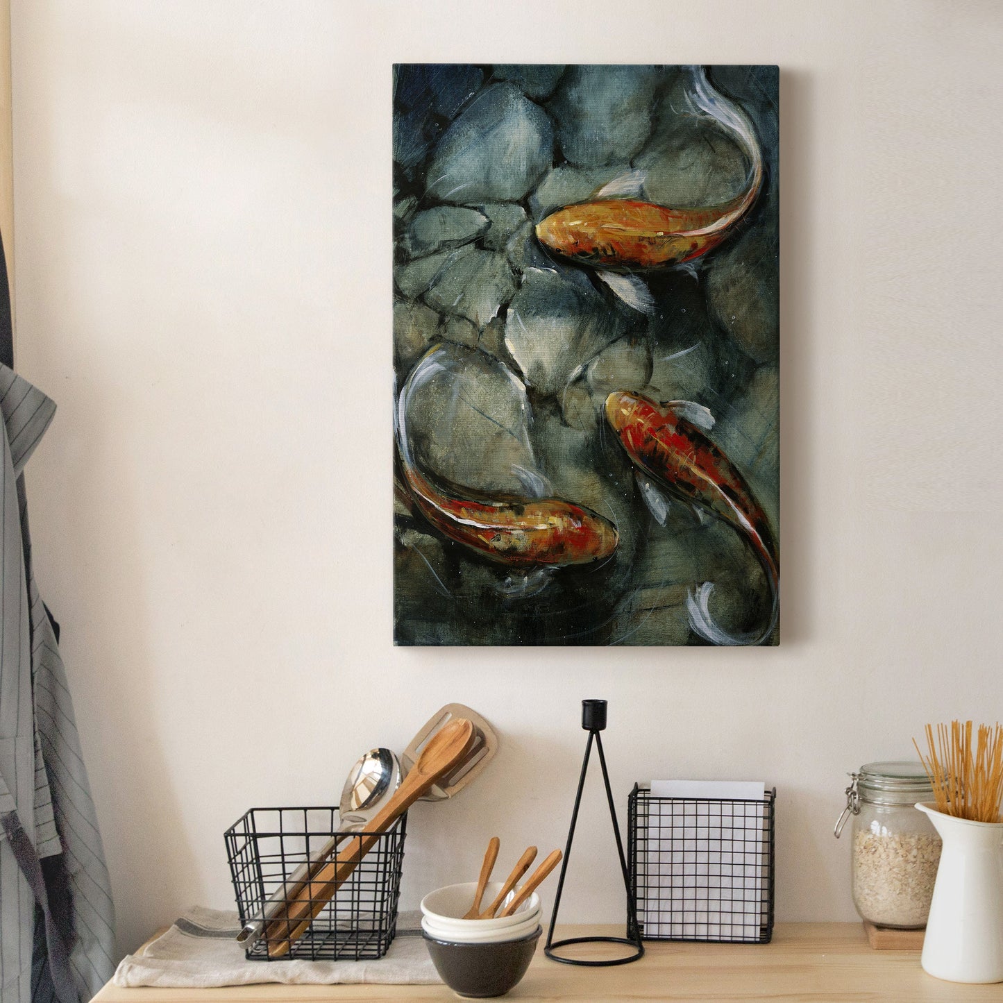 Tres Koi I Premium Gallery Wrapped Canvas - Ready to Hang