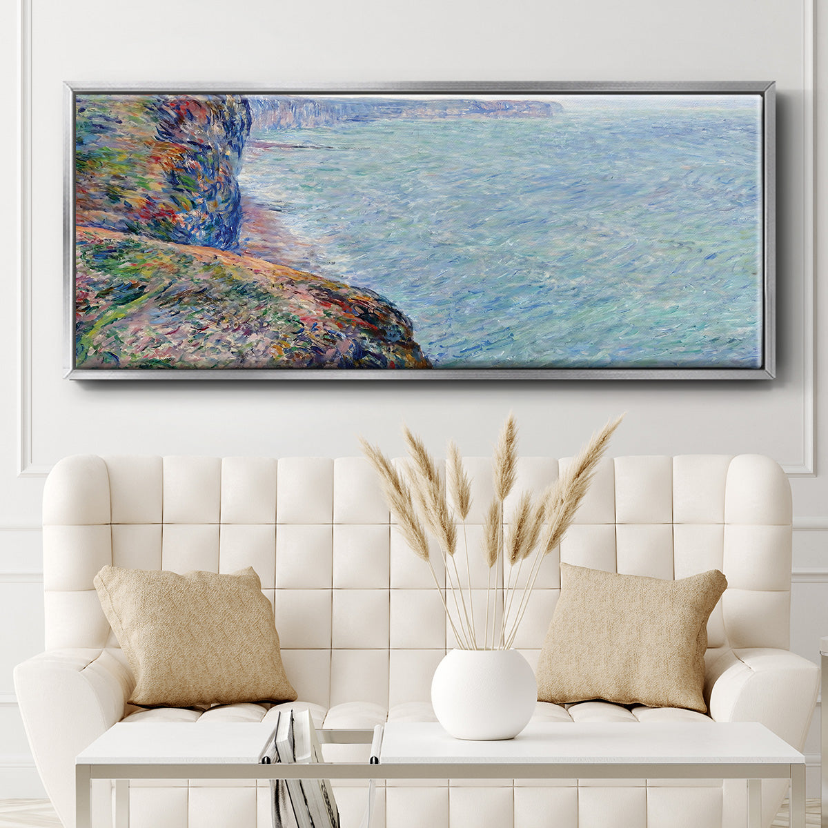 The Sea Seen from the Cliffs of Fecamp, 1881 - Floater Framed Canvas Print