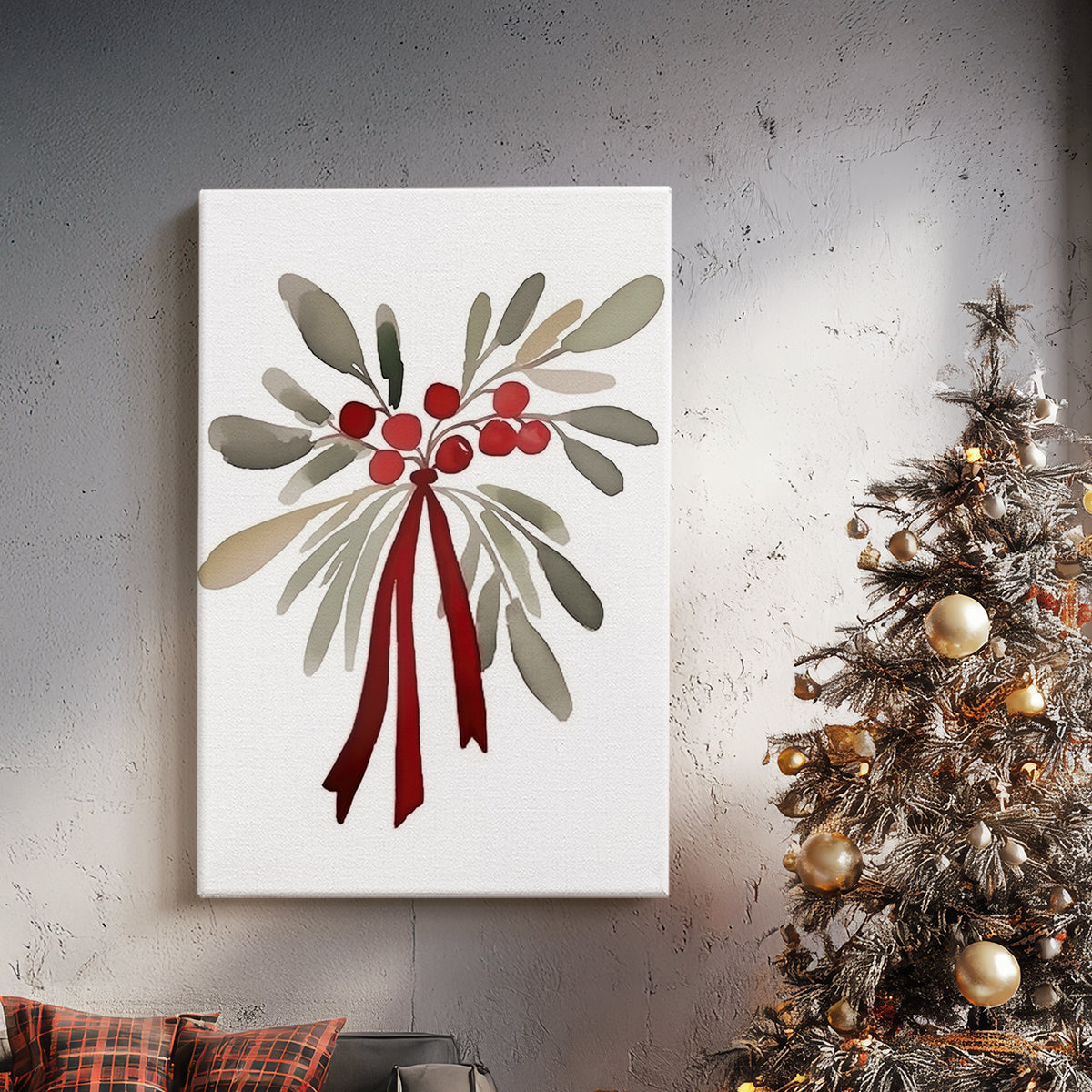Mistletoe of Frostlit Whisper - Canvas Art Print