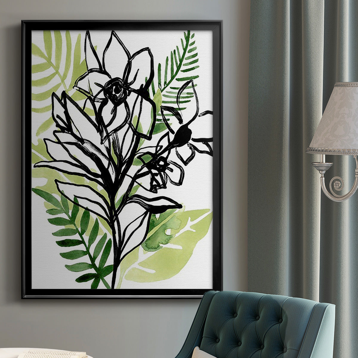 Tropical Sketchbook II - Modern Framed Canvas Print