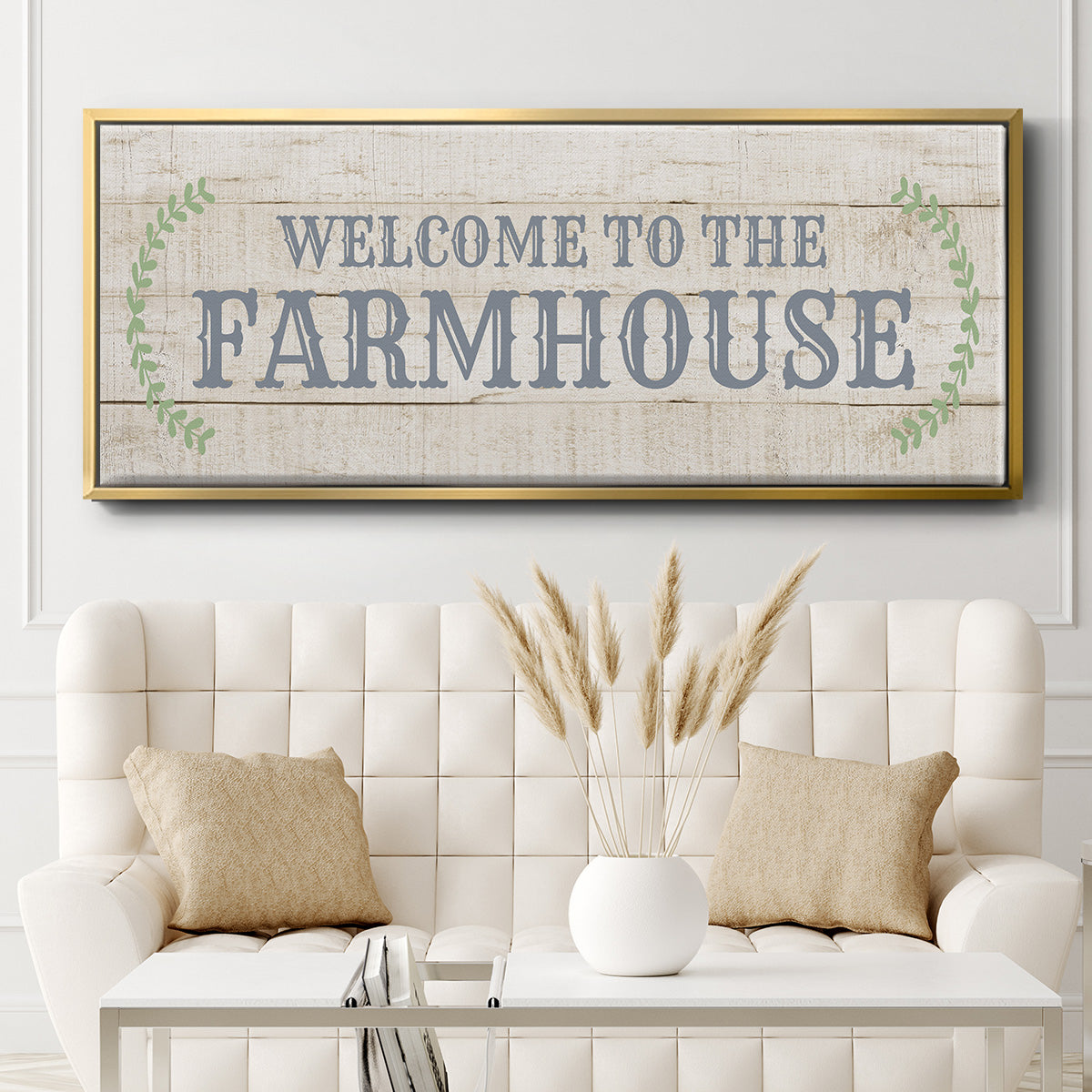 Welcome to the Farmhouse - Floater Framed Canvas Print