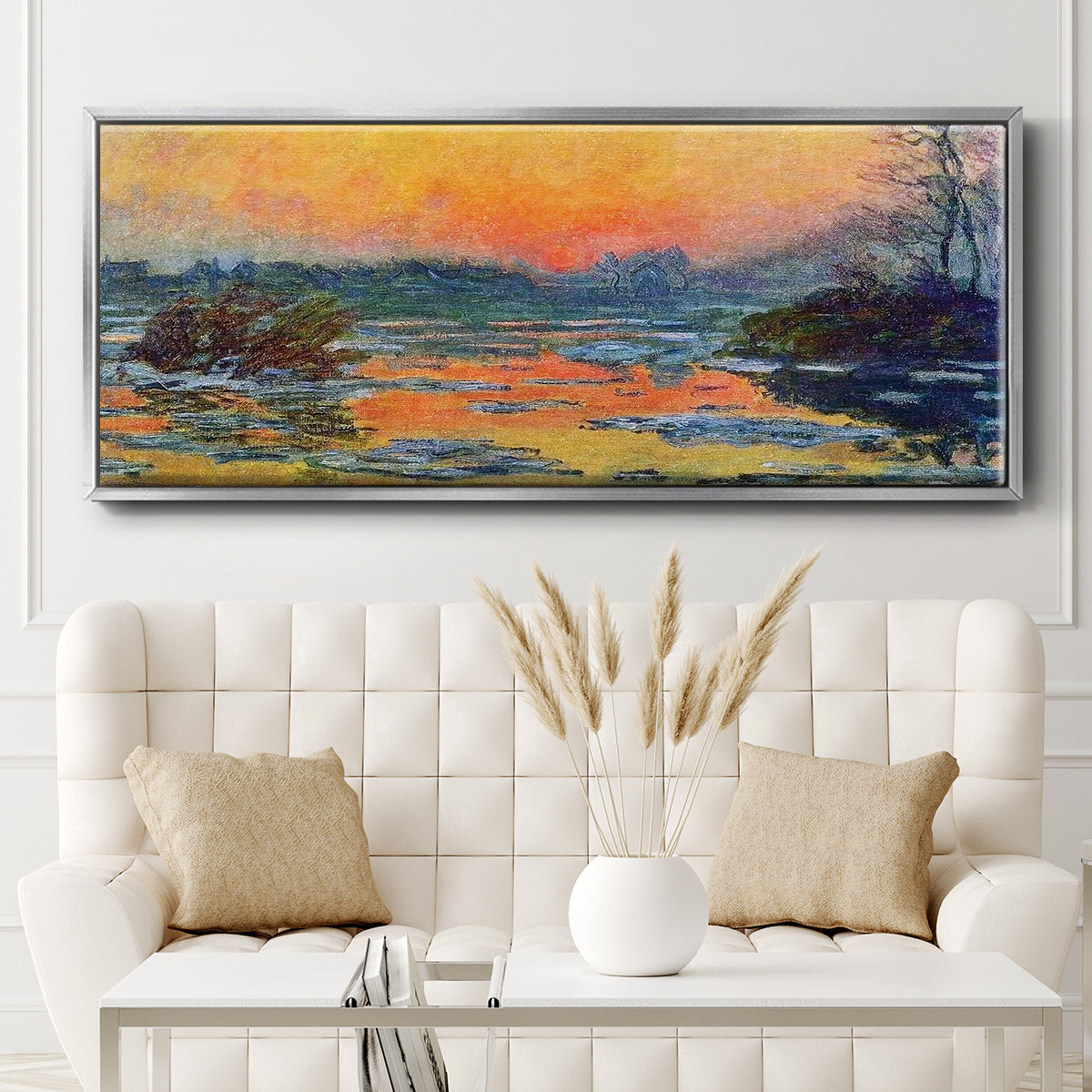 Sunset on the Seine in Winter, 1880 - Floater Framed Canvas Print