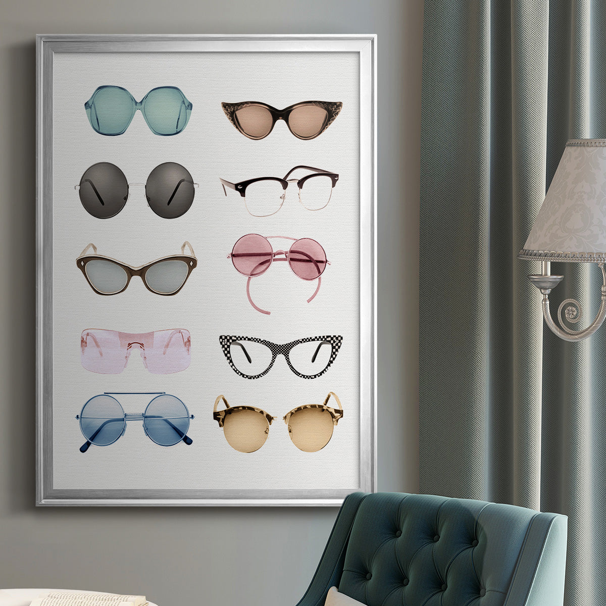 Vintage Glasses II - Modern Framed Canvas Print