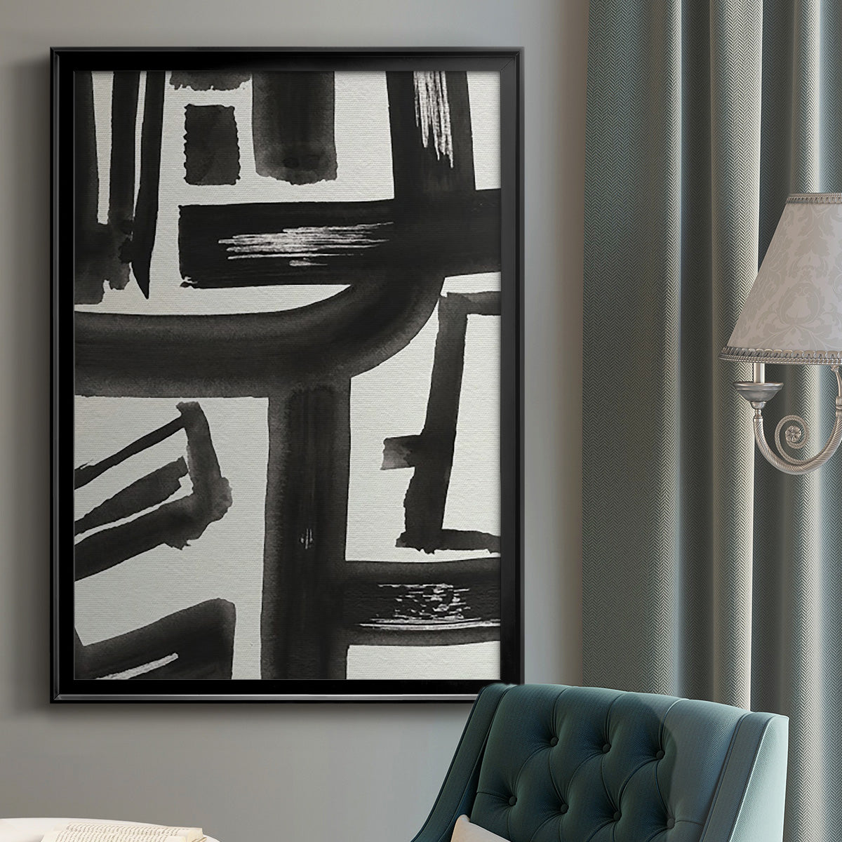 Inkwell Intersect II - Modern Framed Canvas Print
