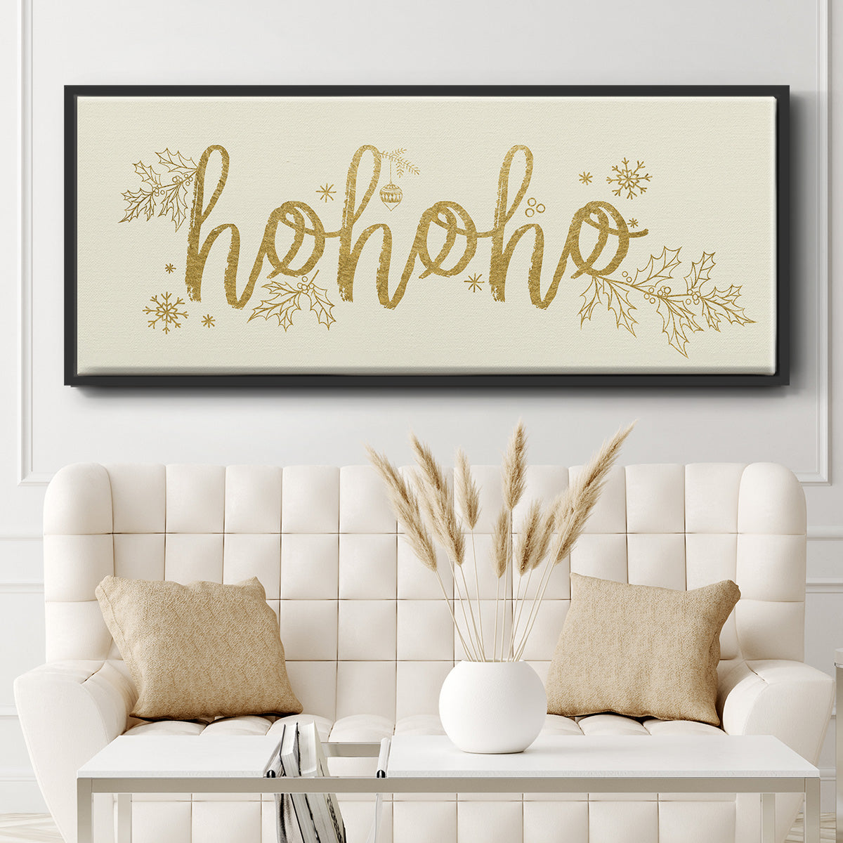 Golden HoHoHo - Floater Framed Canvas Print