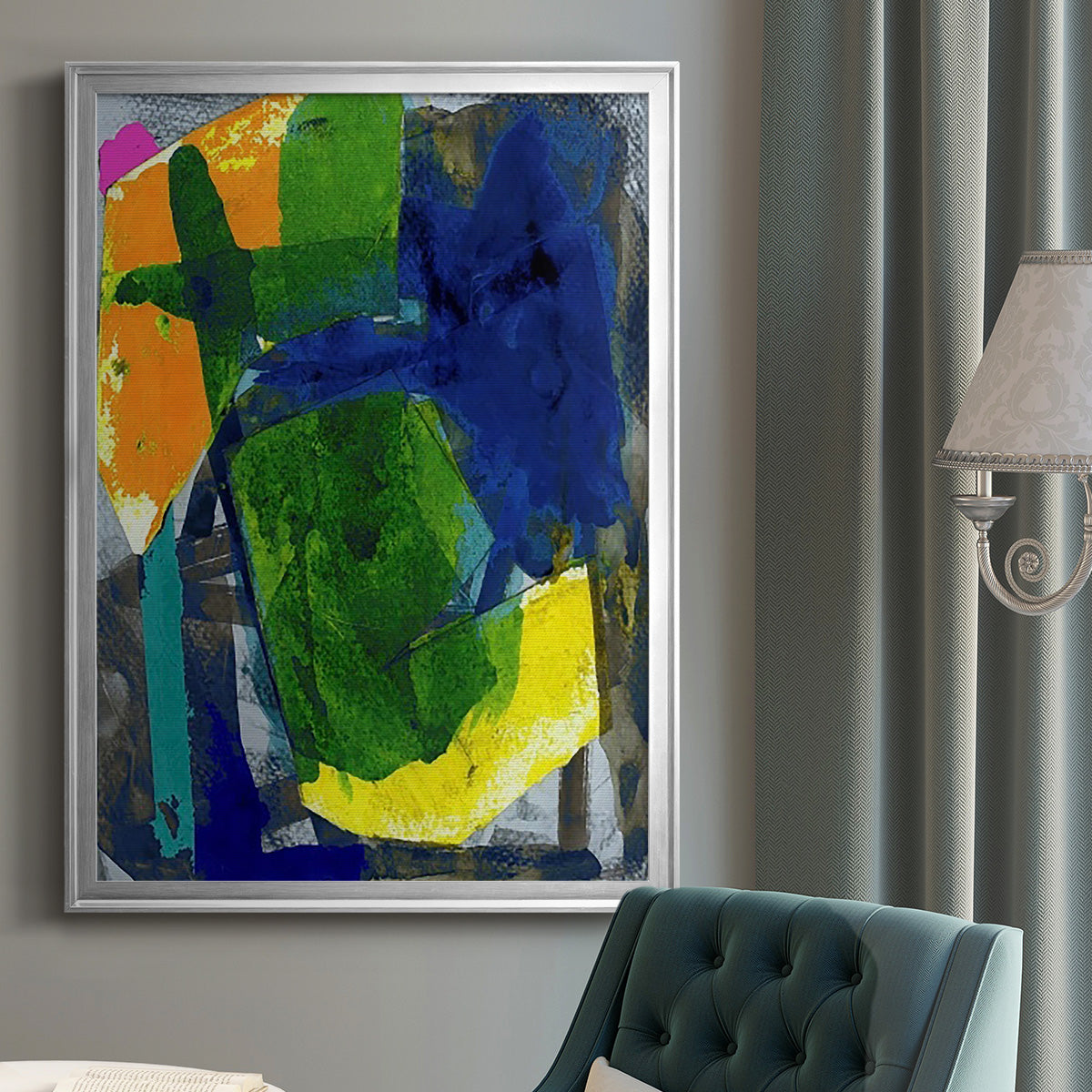 Brights Strokes I - Modern Framed Canvas Print