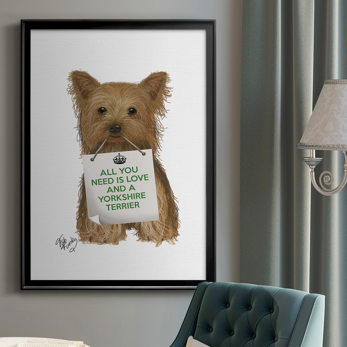 Love and Yorkshire Terrier - Modern Framed Canvas Print