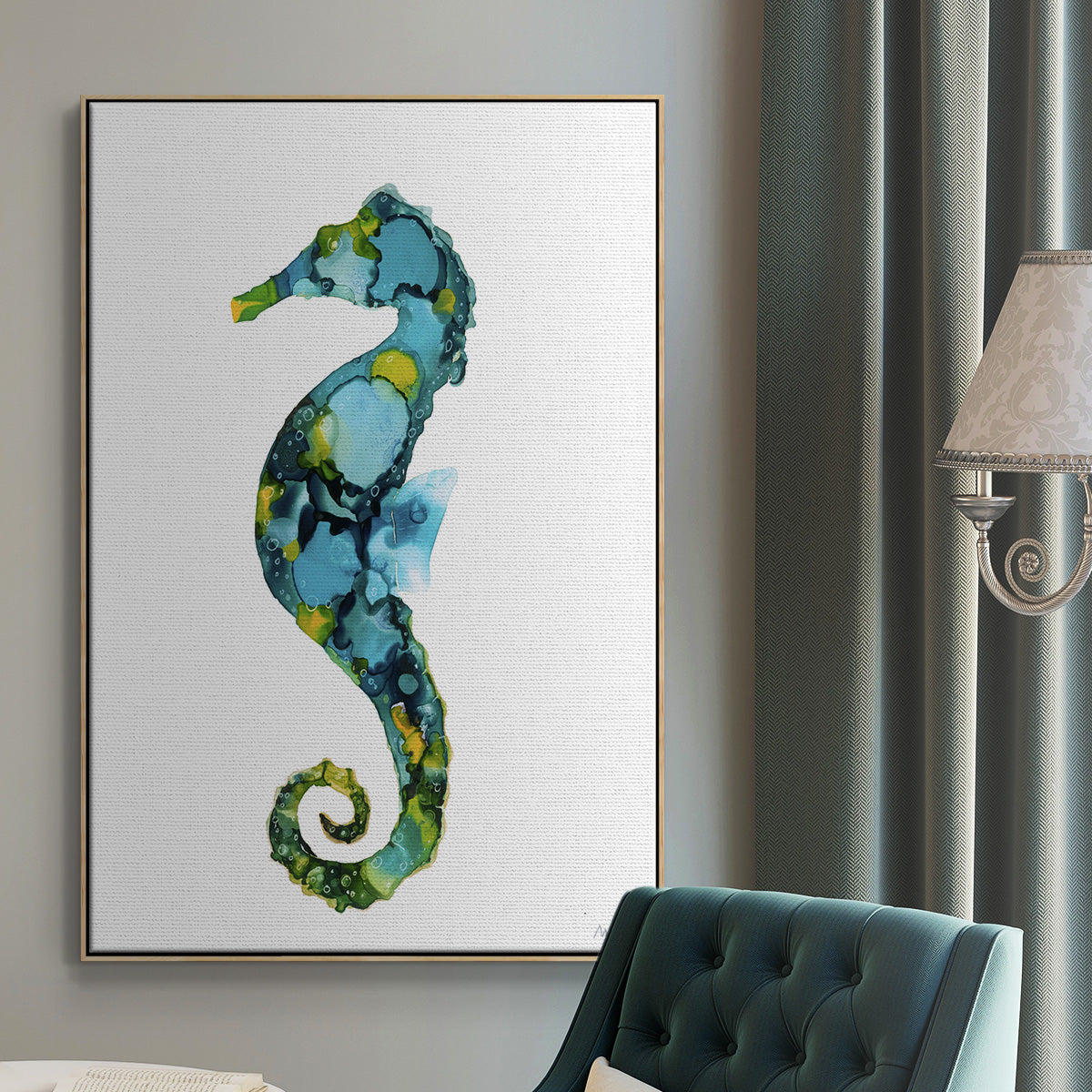 Seahorse Framed Premium Gallery Wrapped Canvas - Ready to Hang