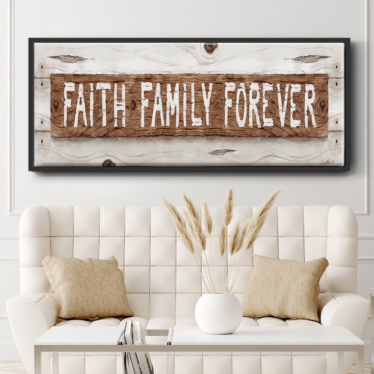 Faith Family Forever - Floater Framed Canvas Print