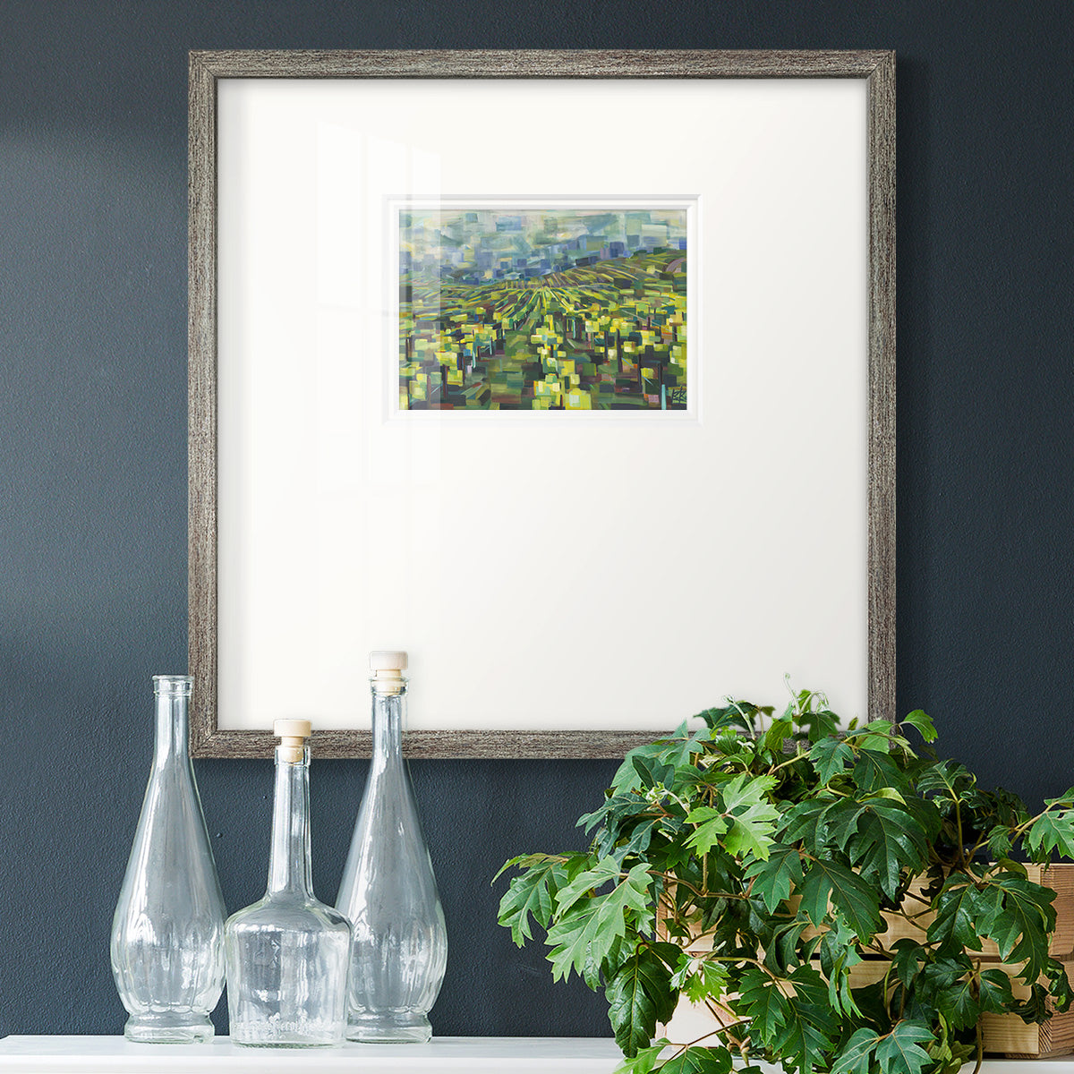 Yellow Grapevines Forever- Premium Framed Print Double Matboard