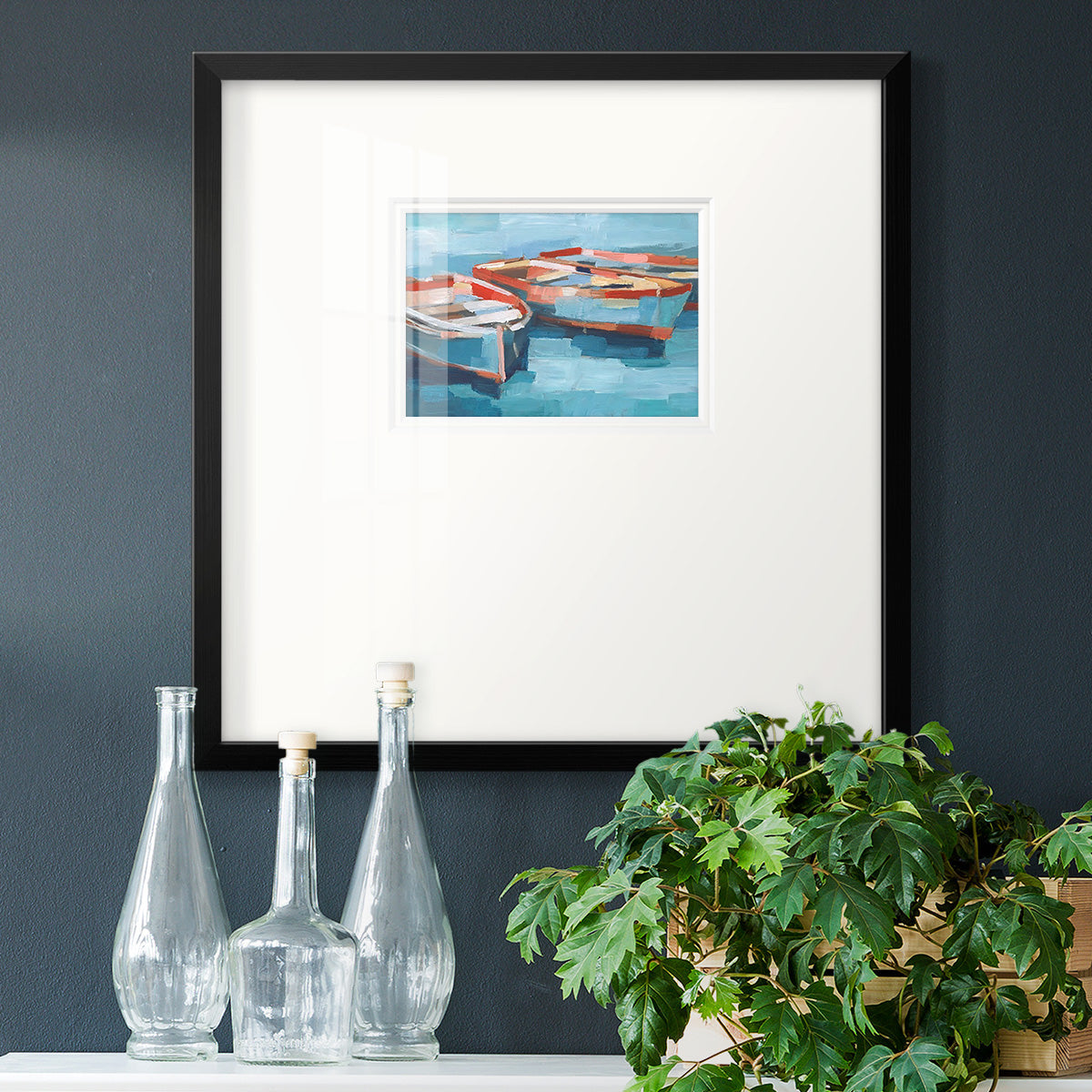 Primary Boats II Premium Framed Print Double Matboard