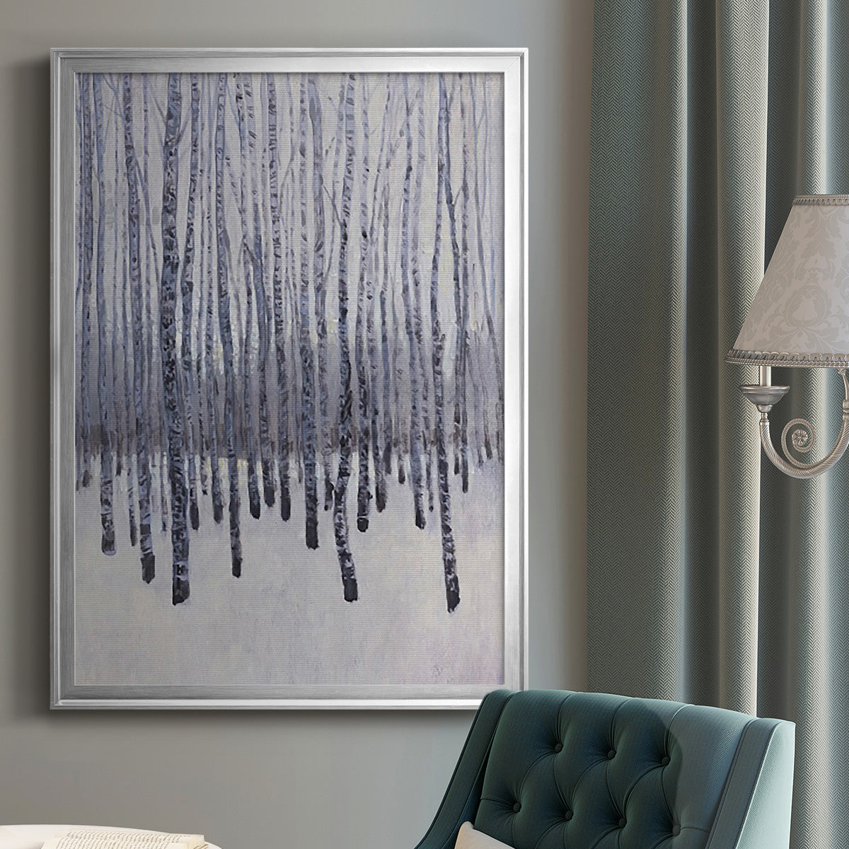 Bare Trees in Winter II - Modern Framed Canvas Print