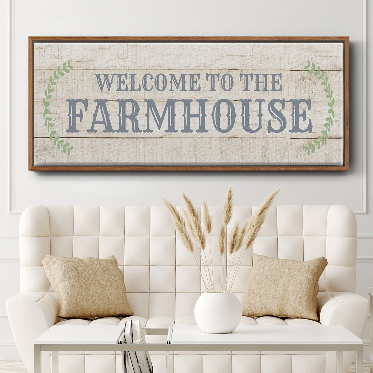 Welcome to the Farmhouse - Floater Framed Canvas Print