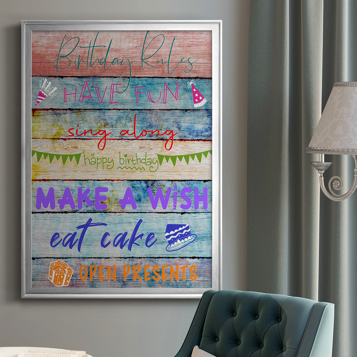 Birthday Rules - Modern Framed Canvas Print