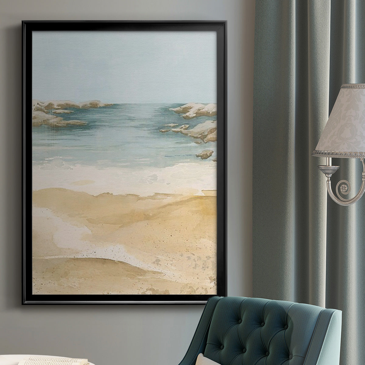 Tranquil Beach II - Modern Framed Canvas Print