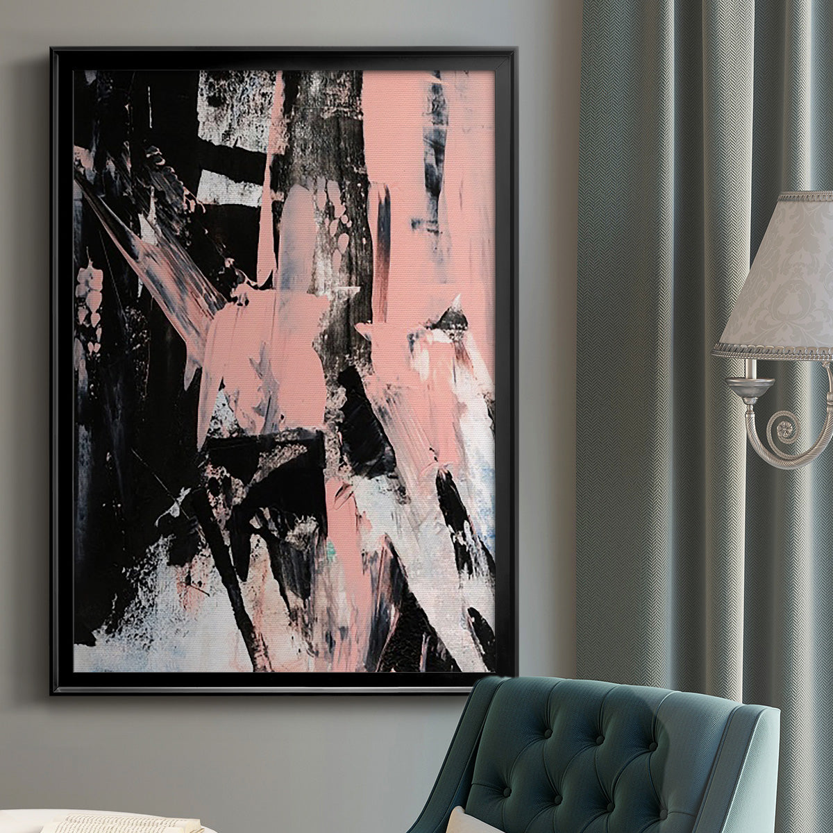 Black & Blush II - Modern Framed Canvas Print