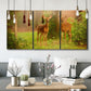 Three-panel canvas wall art featuring resting animals in open field, displayed in a modern living room above seating.