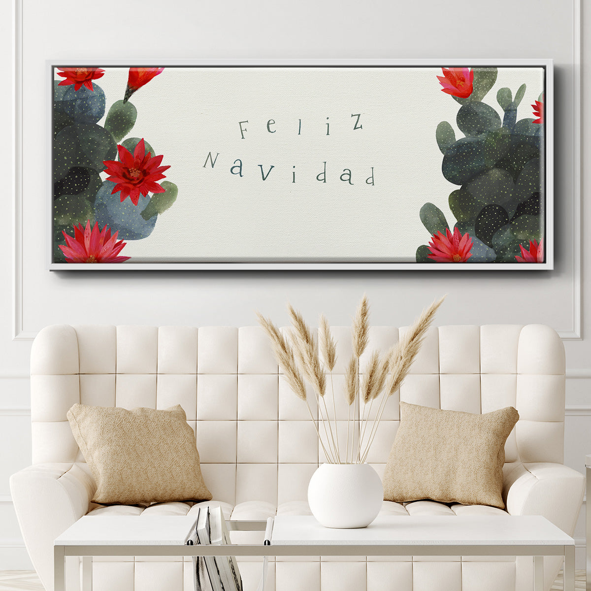 Flowering Christmas Cactus Collection D - Floater Framed Canvas Print