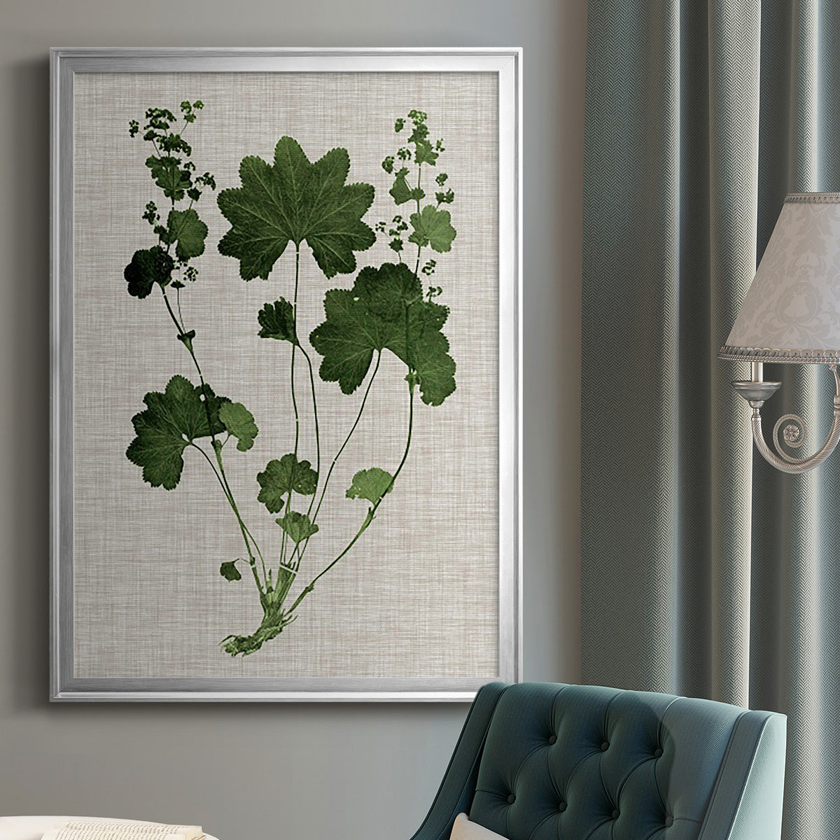 Forest Foliage on Linen IV - Modern Framed Canvas Print