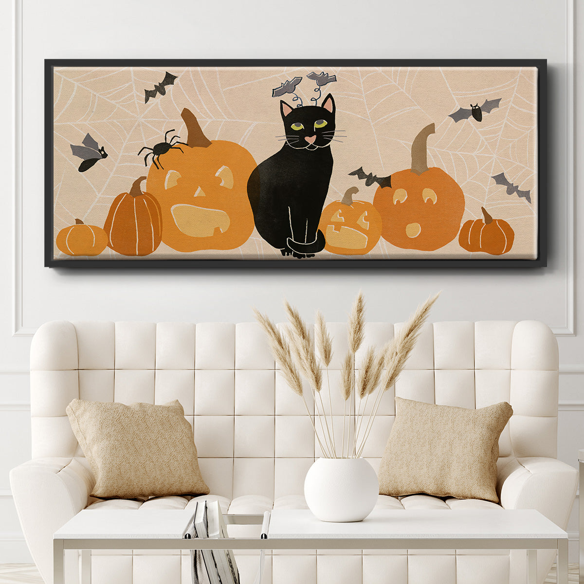 Pumpkin Patch Cats Collection D - Floater Framed Canvas Print