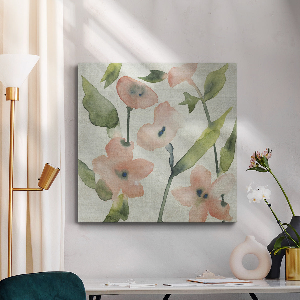 Blush Pink Blooms I-Premium Gallery Wrapped Canvas - Ready to Hang