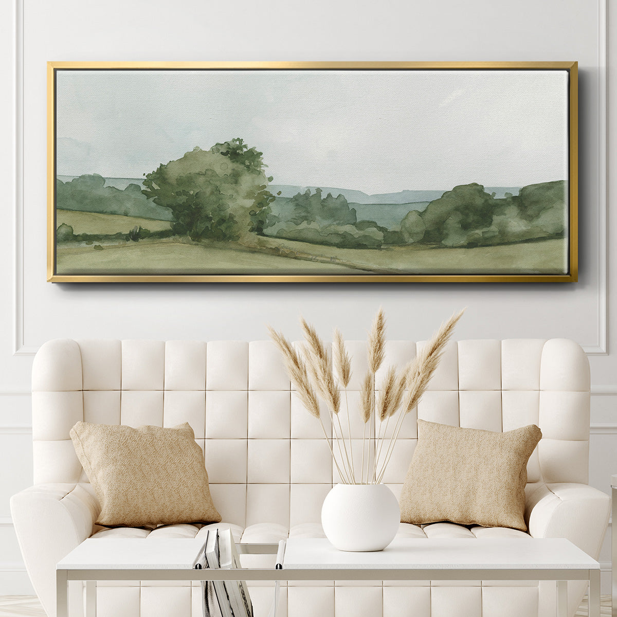 Vintage Landscape Sketch I - Floater Framed Canvas Print