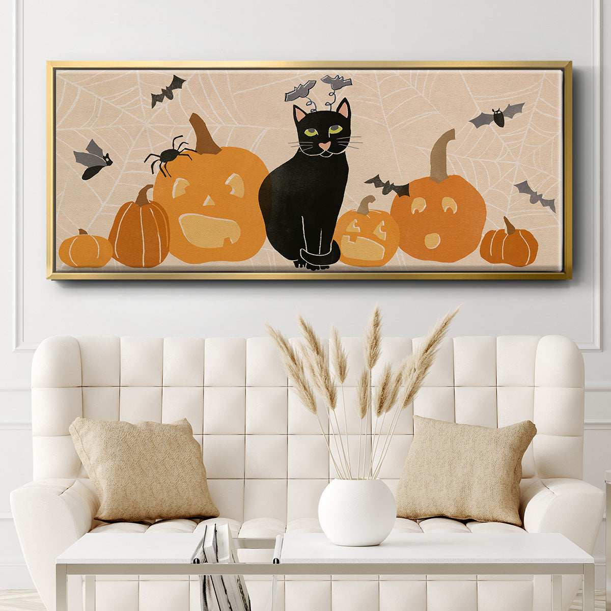 Pumpkin Patch Cats Collection D - Floater Framed Canvas Print