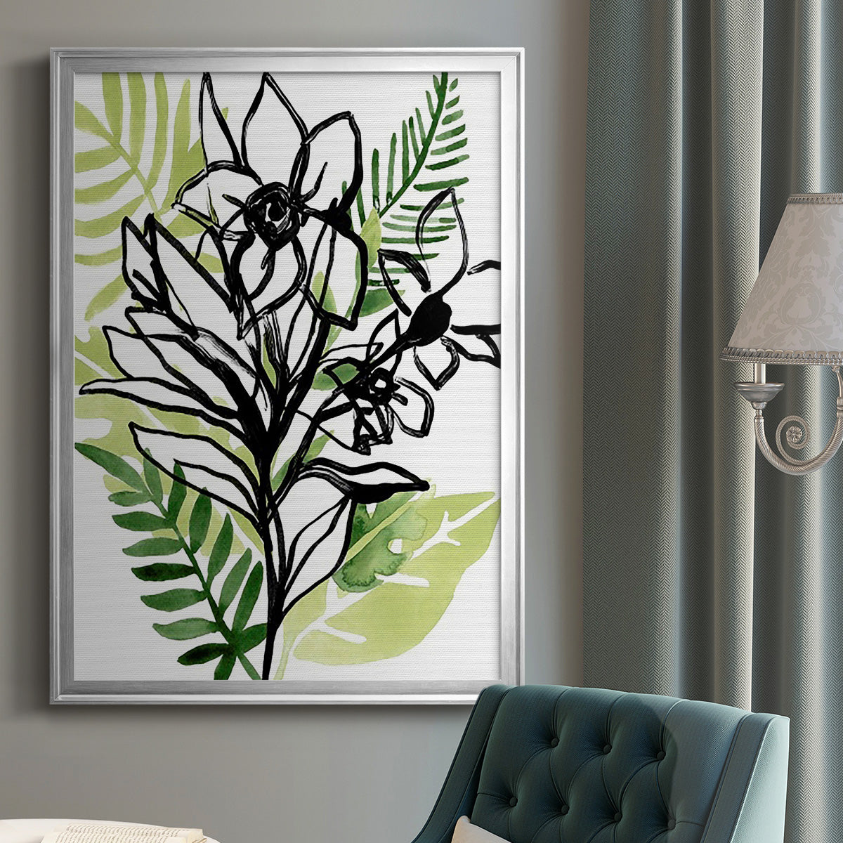 Tropical Sketchbook II - Modern Framed Canvas Print