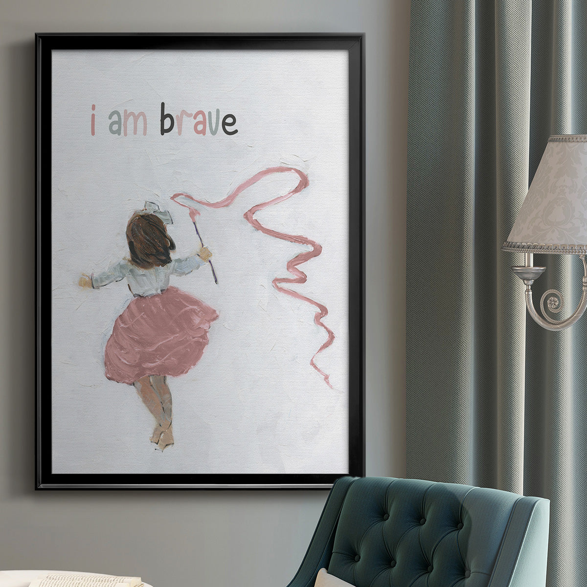 Girl Catching Wind - Modern Framed Canvas Print