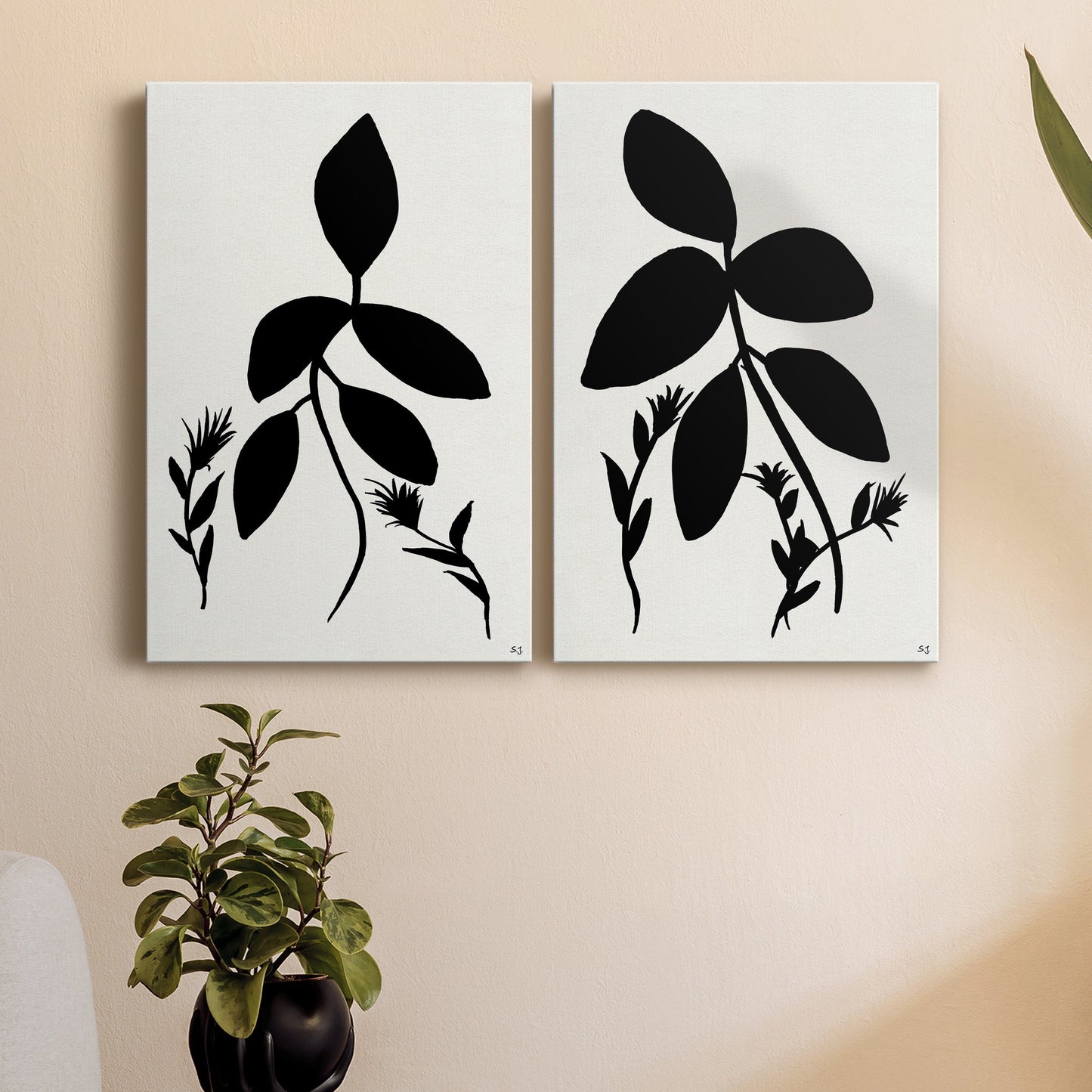 Silhouette Garden I Premium Gallery Wrapped Canvas - Ready to Hang - Set of 2