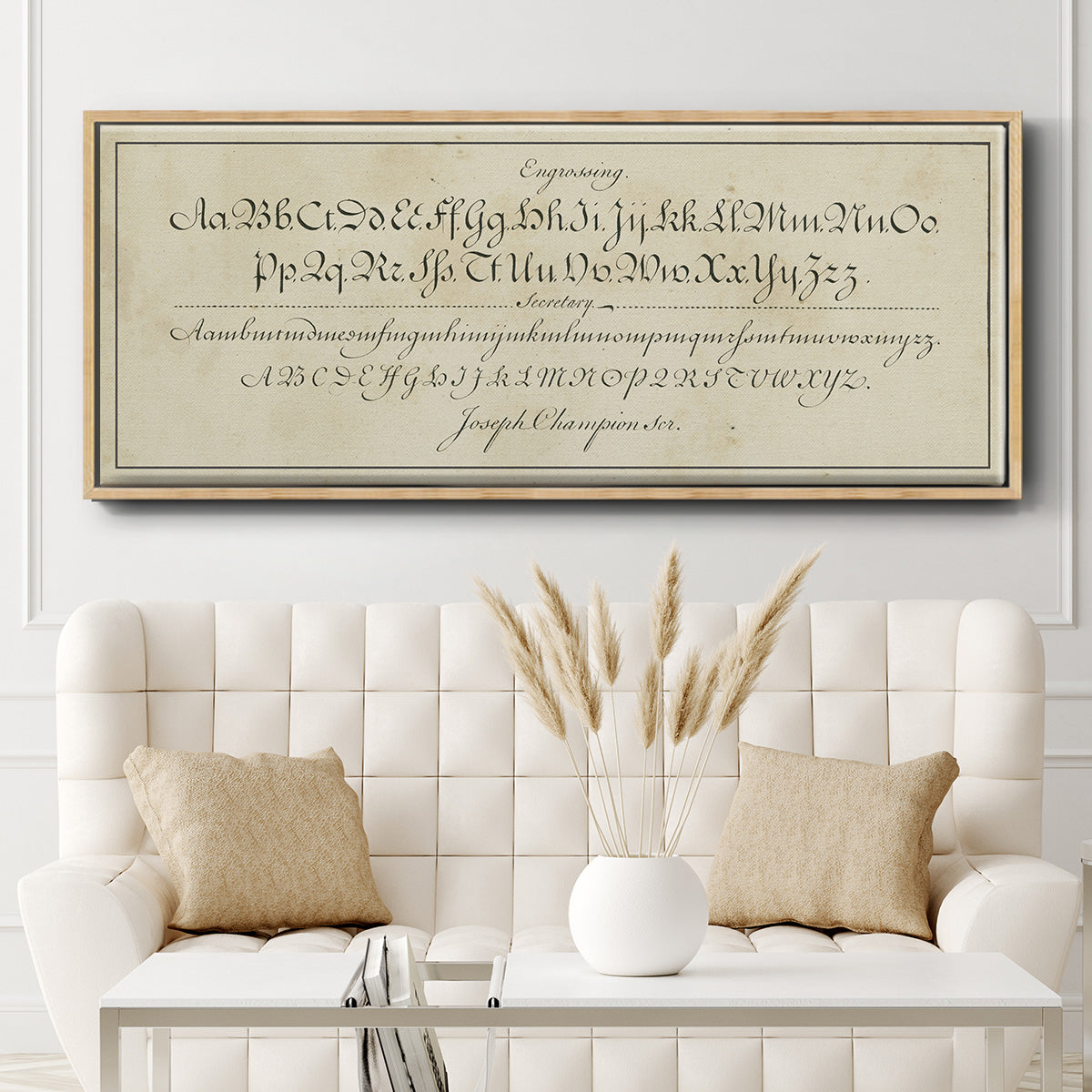 Manuscript Sampler V - Floater Framed Canvas Print