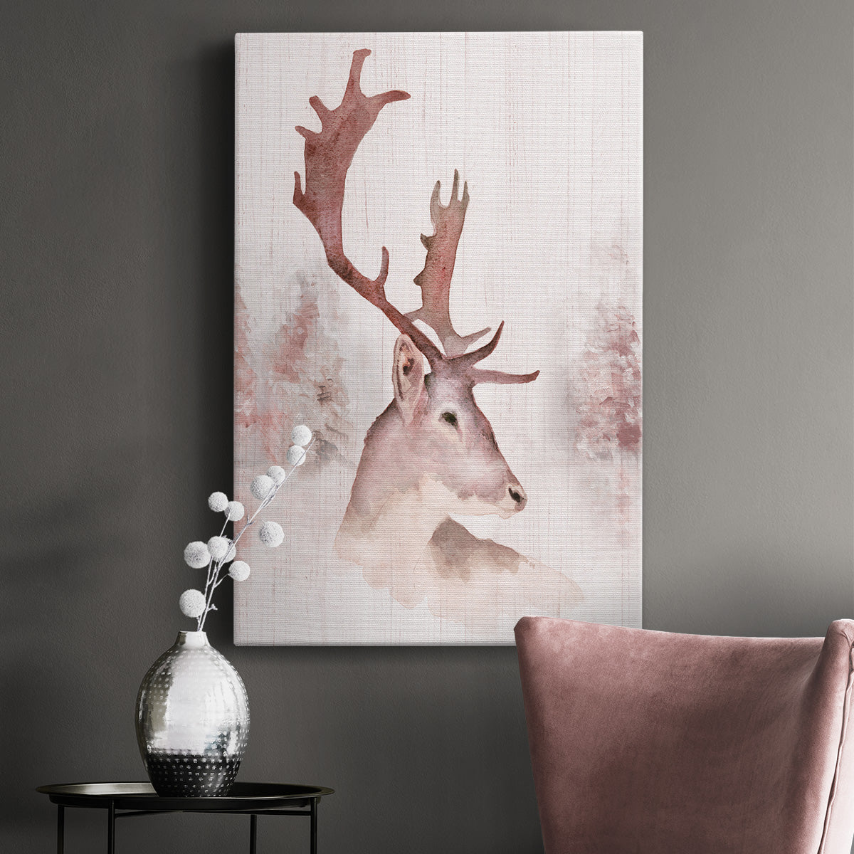 Blush Deer Premium Gallery Wrapped Canvas - Ready to Hang