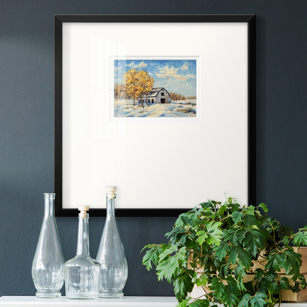 Autumn Barn- Premium Framed Print Double Matboard