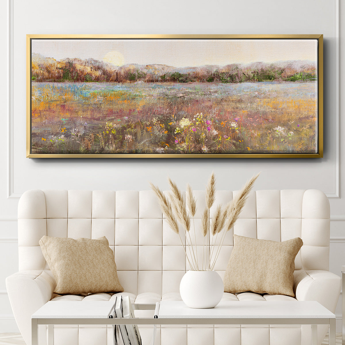 Meadow Moonrise - Floater Framed Canvas Print