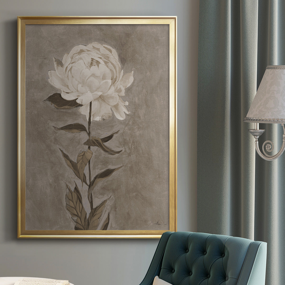 Pretty As A Peony I - Modern Framed Canvas Print