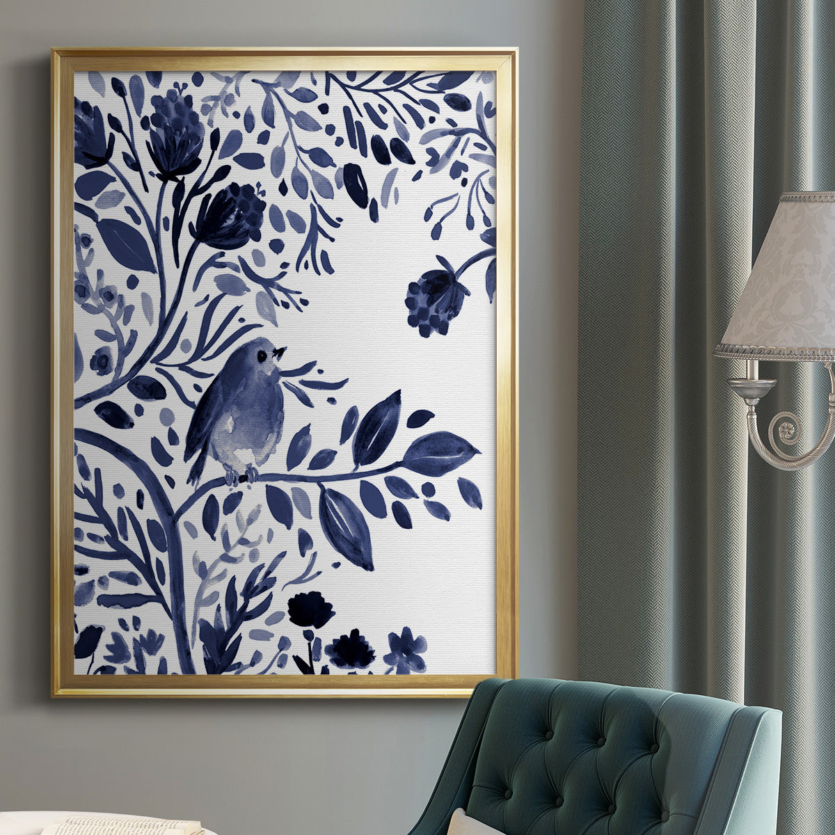 Indigo Song I - Modern Framed Canvas Print