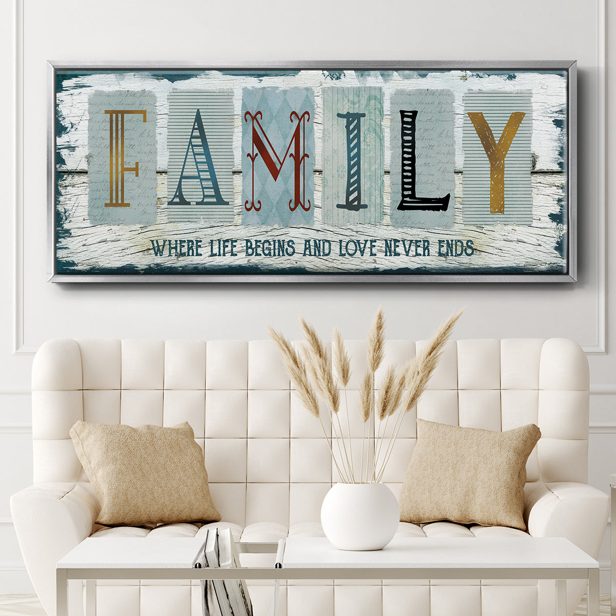 Family Where Life - Floater Framed Canvas Print