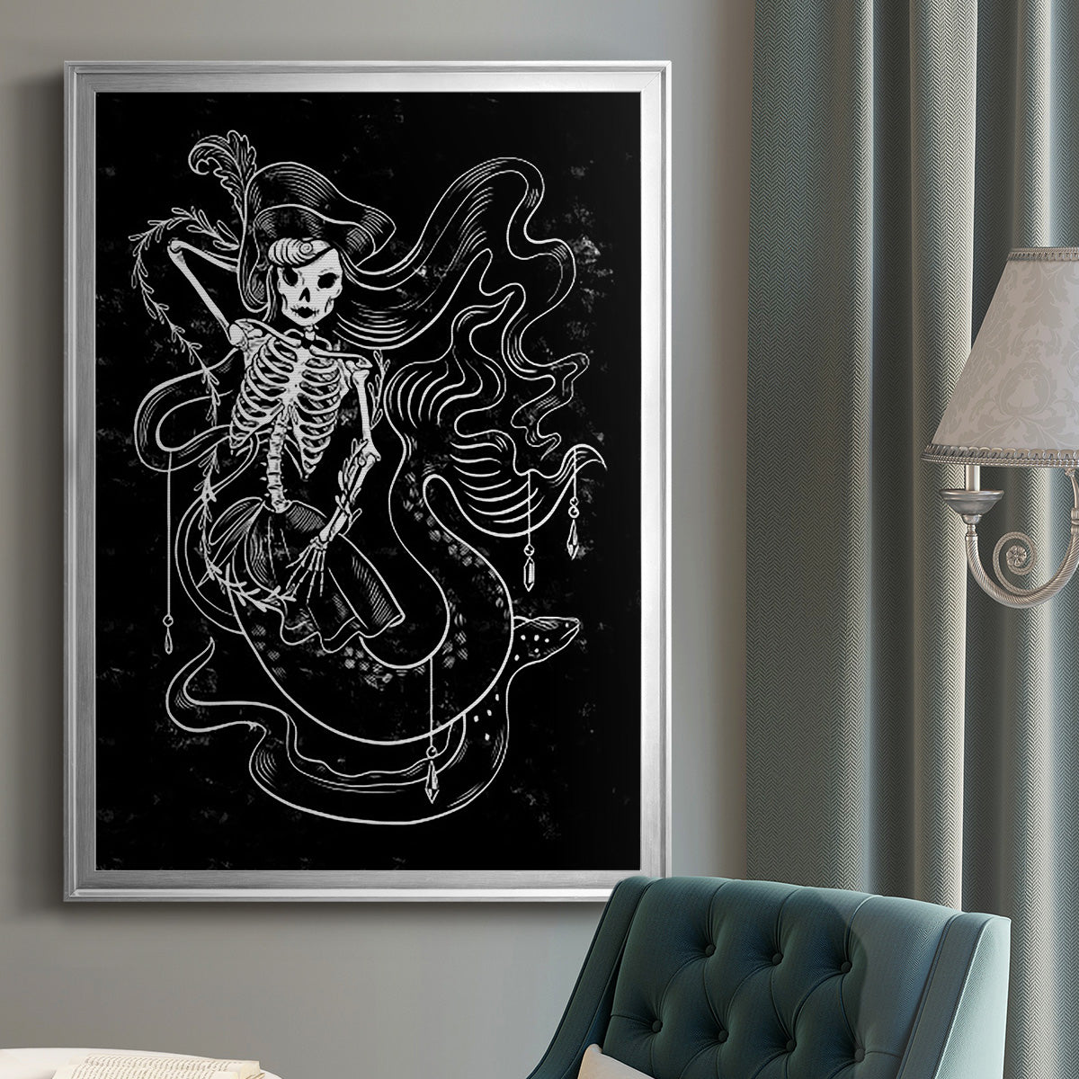 Pirate Mermaids II - Modern Framed Canvas Print